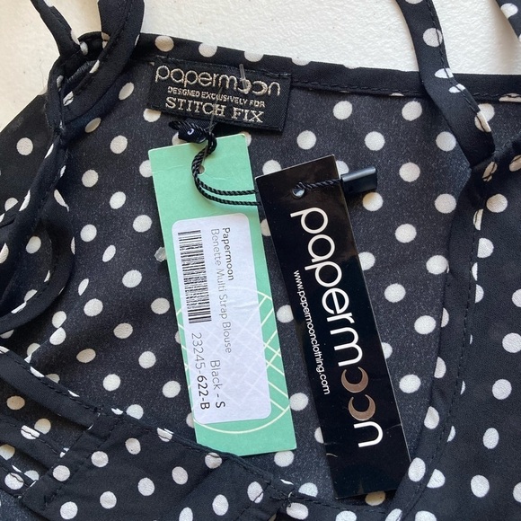 NWT Papermoon Pokadot Multi Strap Blouse Sz Sm - Picture 5 of 5